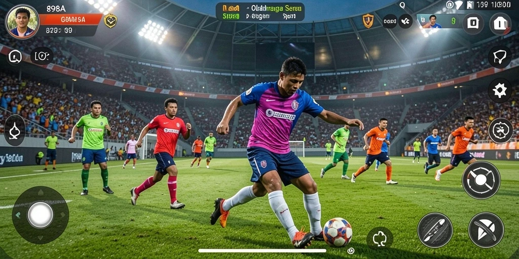 Tangkapan layar gameplay 898A menampilkan aksi seru olahraga.