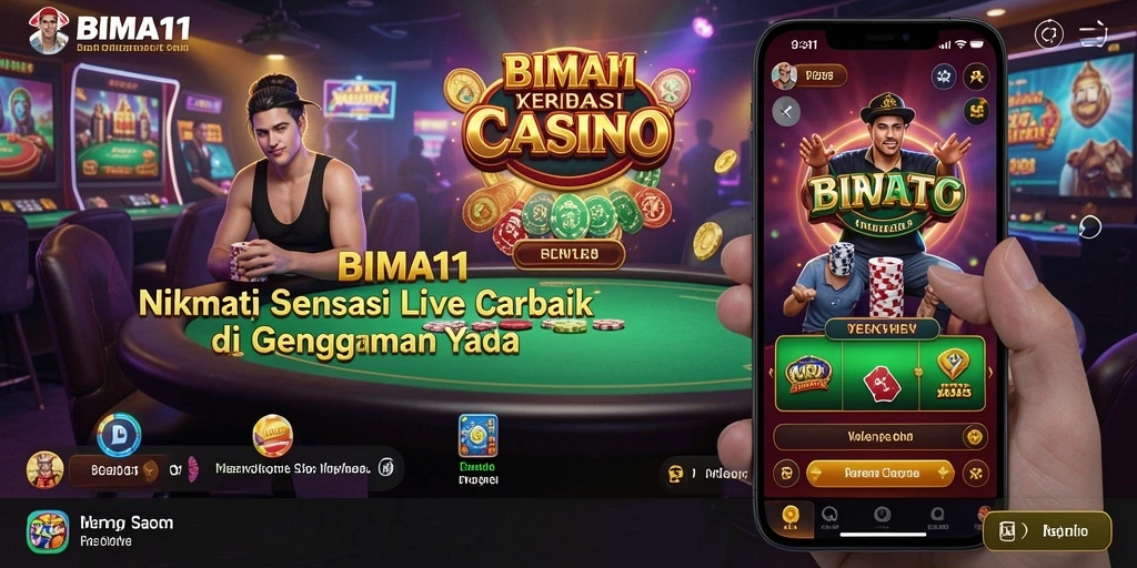 Screenshot BIMA11 menunjukkan dealer profesional di meja permainan Live Casino.