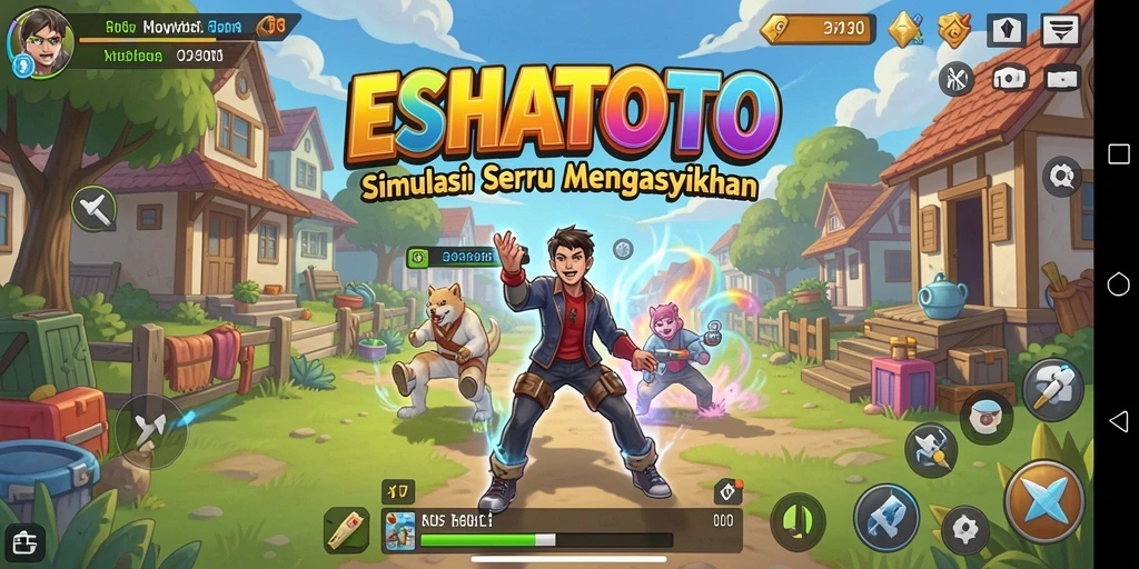 Screenshot gameplay ESHATOTO yang menampilkan dunia virtual yang menarik.