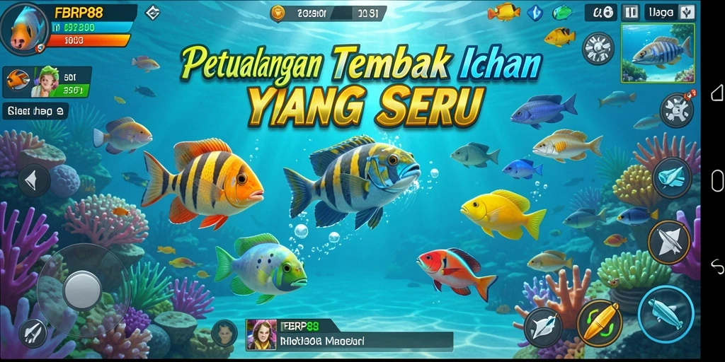 Gameplay seru menembak ikan berwarna-warni di FBRP88.