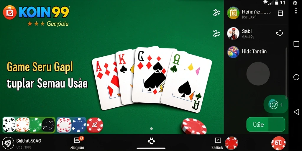 Screenshot gameplay KOIN99 yang menunjukkan momen seru bermain Gaple.