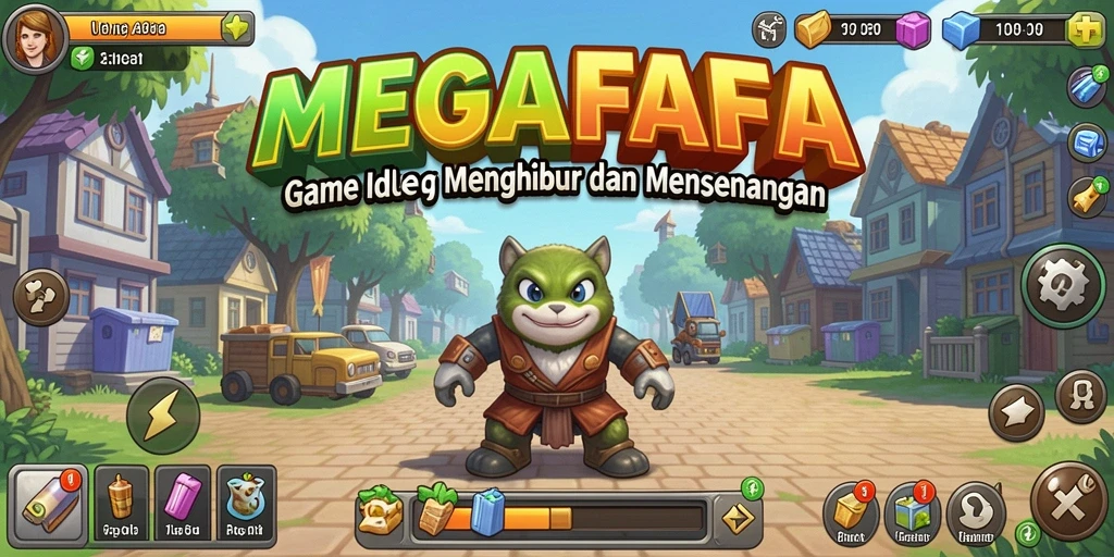 Screenshot gameplay MEGAFAFA menunjukkan karakter yang menghibur dalam suasana Idle.