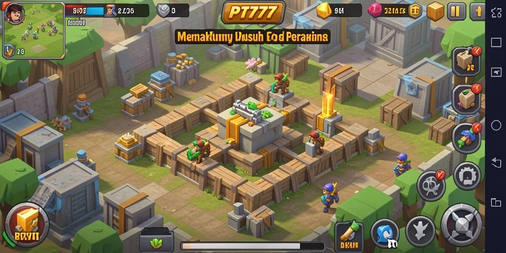 Tangkapan layar PT777 menampilkan mendebarkan medan tempur Tower Defense.