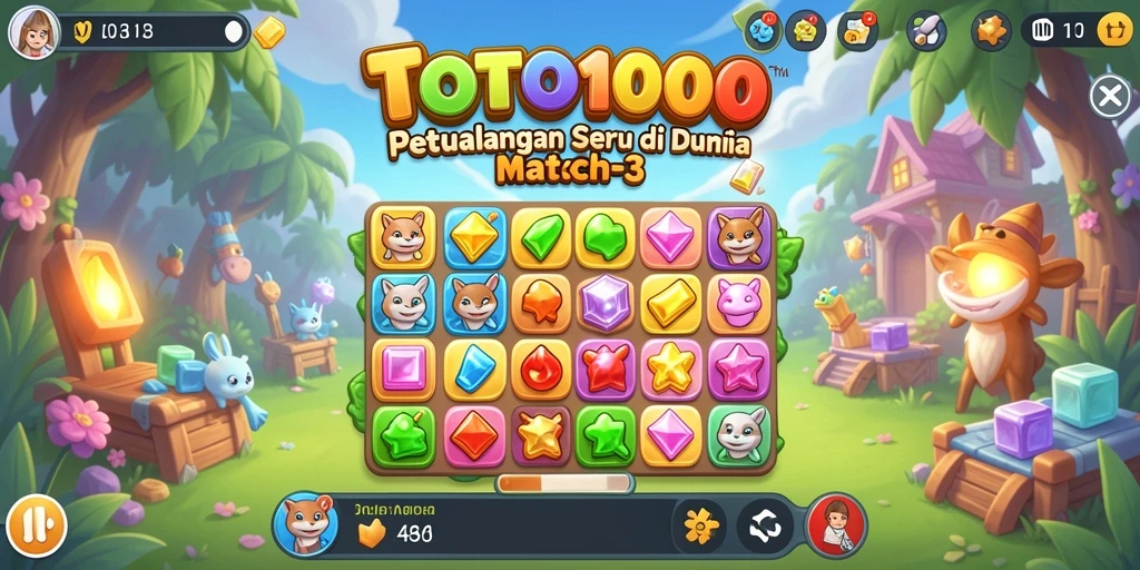 Tampilan gameplay menakjubkan TOTO1000 yang penuh tantangan Match-3.