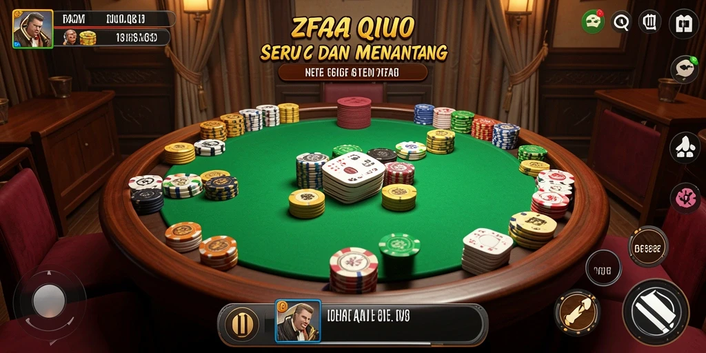 Tampilan gameplay ZOFAZA dengan kartu QiuQiu yang menarik.